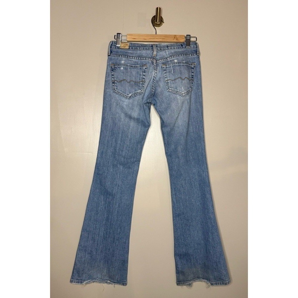 Red Engine Distressed Bootcut Flare‎ Jeans Light Wash Y2K Low Rise Size 27 - Picture 6 of 11